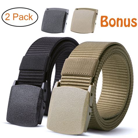 Nylon Military Tactical Men Belt 2 Pack Webbing Canvas Outdoor Web Belt ...