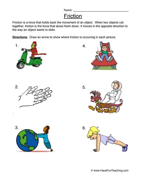 Drawing Friction Worksheet - Have Fun Teaching | Have fun teaching, Science worksheets, Force ...