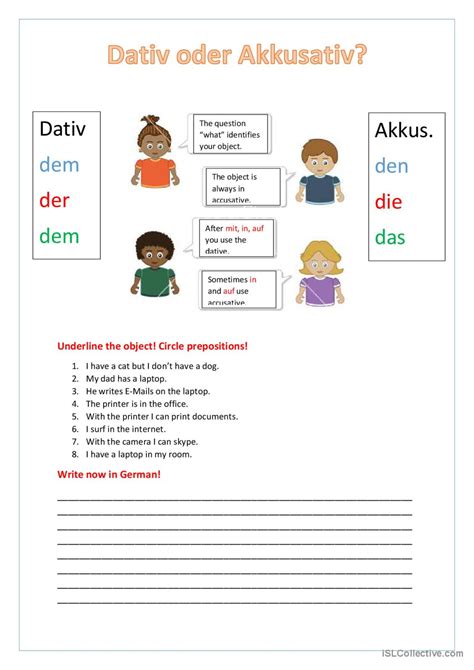 Dativ oder Akkusativ allgemeine…: English ESL worksheets pdf & doc