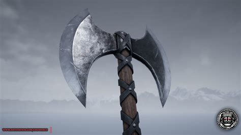 3D model Viking Medieval Double Bladed Two Handed Battle Axe VR / AR / low-poly | CGTrader