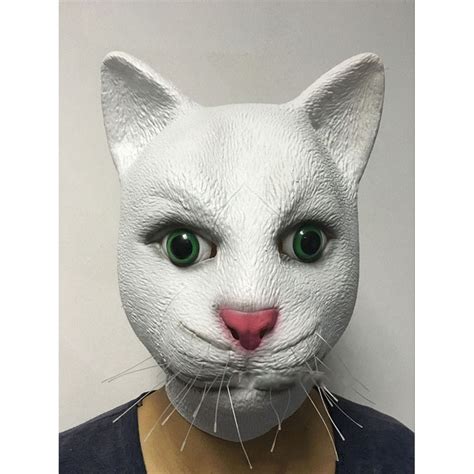 Full Head Mask Cat Head Mask Novelty Latex Realistic Crazy Rubber Super Creepy Party Halloween ...