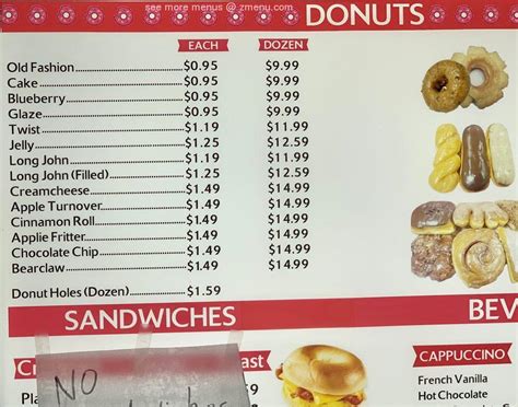 Menu at King Donuts, Jeffersontown, Taylorsville Rd