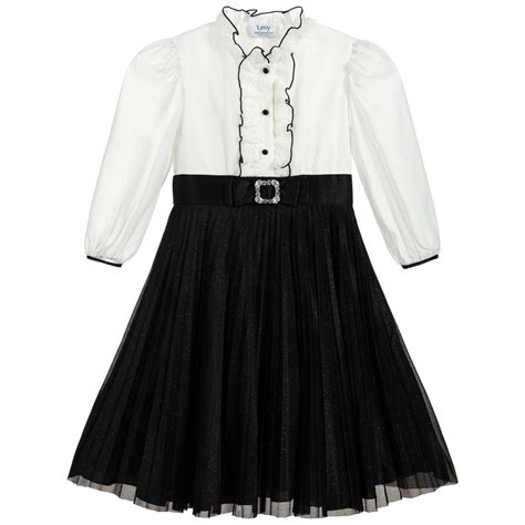 Lesy - Girls Black & White Dress | Childrensalon Outlet