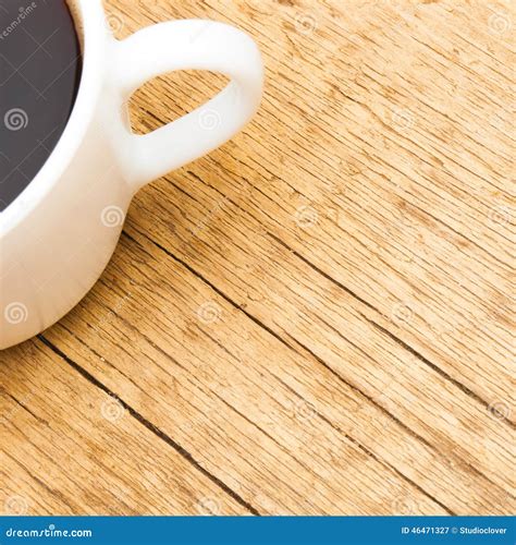 Coffee cup on wooden table stock image. Image of retro - 46471327