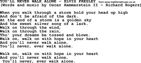 You'll Never Walk Alone by Elvis Presley - lyrics