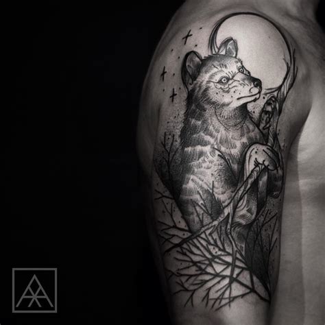 Arm Wolf an Night Tattoo - Best Tattoo Ideas Gallery