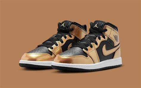 Air Jordan 1 Mid "Black Metallic Gold" is Coming Soon for Kids | HOUSE ...