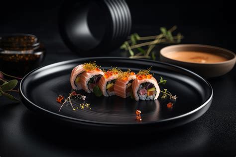 Sushi on black background. Illustration 22774271 Stock Photo at Vecteezy