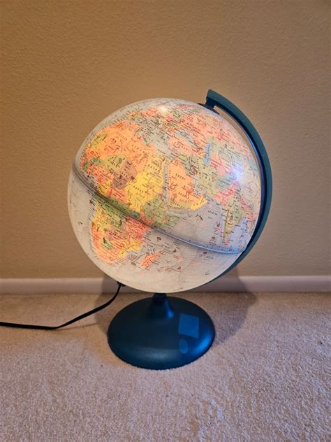 12 Inch World Globe Light, Vintage Globe Light, Large World Globe Light ...