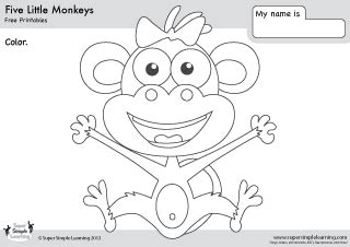 Five Little Monkeys Coloring Pages - Gerald Johnson's Coloring Pages