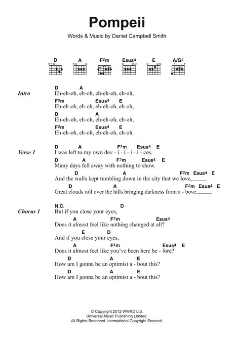 Pompeii by Bastille - Guitar Chords/Lyrics - Guitar Instructor