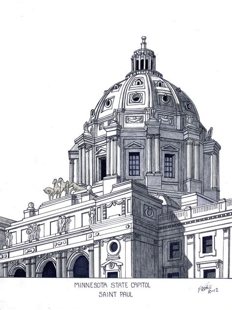 Minnesota State Capitol Drawing by Frederic Kohli - Fine Art America