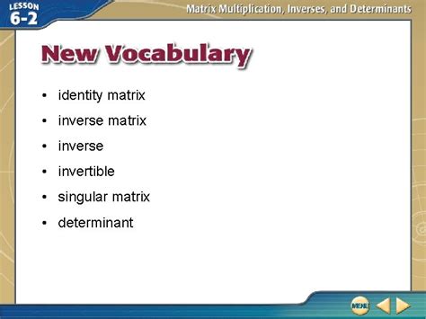 identity matrix inverse invertible singular matrix determinant Multiply