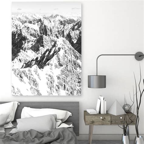 Mountain Print, Black and White Photography, Nordic Home, Snow Photography Poster, Scandinavian ...