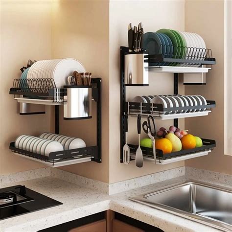 New 304 Stainless Steel Kitchen Dish Rack Plate Cutlery Cup Dish ...