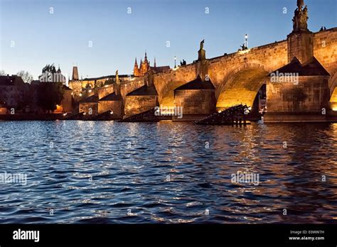 Prague Charles bridge in the night Stock Photo - Alamy