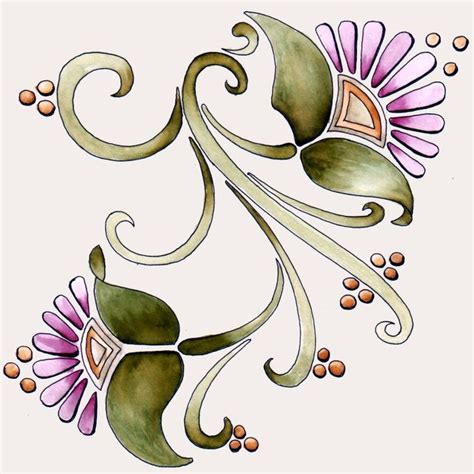 Art Nouveau Flower Pattern