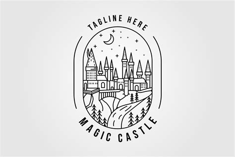 hogwarts castle line art logo vector | Creative Market