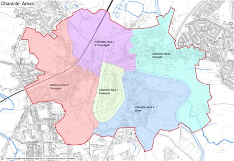 Map of Durham City Conservation Area with Character Areas Shown 2017 | Durham City Neighbourhood ...