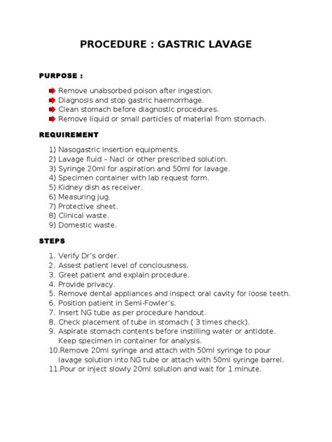 Gastric Lavage Procedure