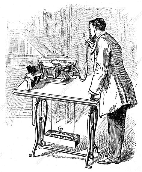 Making recordings on Emile Berliner's Gramophone, c1887 - Stock Image - C045/0985 - Science ...