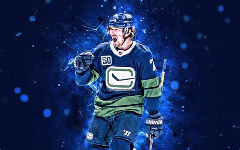 Download wallpapers Tyler Toffoli, 4k, Vancouver Canucks, NHL, hockey players, neon lights ...