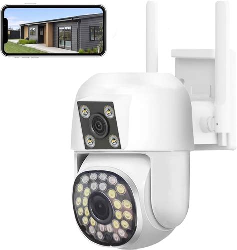 Security Camera Outdoor, 2K Dual Lens Camera CCTV Systems with Color ...