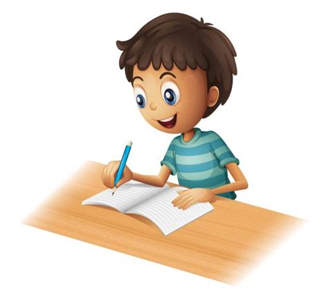 Niño escribiendo Imágenes Vectoriales, Ilustraciones Libres de Regalías de Niño escribiendo ...