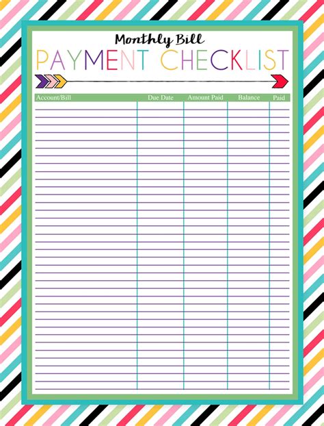 Monthly Bill List Printable | Calendar Template Printable