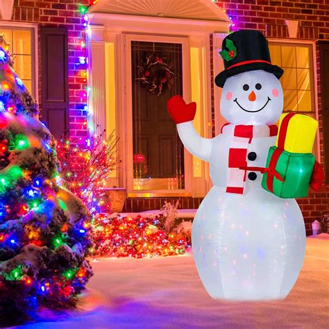 Amazon.com: Christmas Inflatables Snowman Decorations - 5FT Blow Up Snowman with Rotating ...