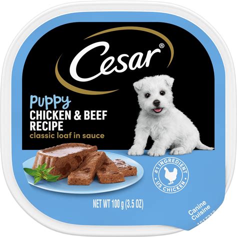 CESAR Puppy Classic Loaf in Sauce Chicken & Beef Recipe, 3.5-oz, case ...