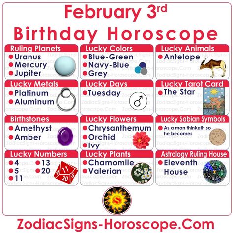 February 3 Zodiac (Aquarius) Horoscope Birthday Personality and Lucky ...