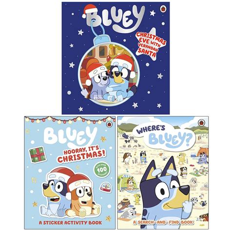 Bluey Collection 3 Books Set (Christmas Eve with Verandah Santa, Hooray ...