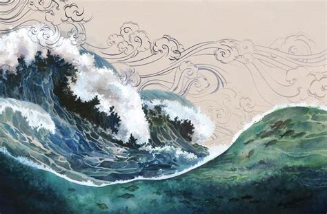 Wave – Gillian Newland Sea Drawing, Wave Drawing, House Drawing, Watercolor Artwork, Watercolour ...