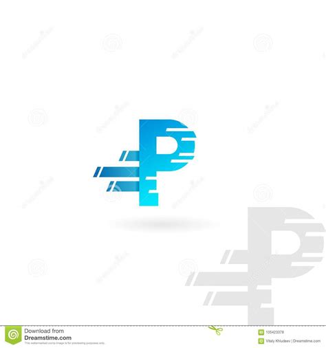 Letter P Logo. Blue Distorted Vector Icon. Speed Concept Font. Stock ...