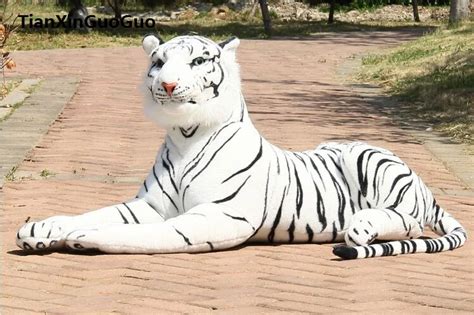 large 85cm white prone tiger plush toy artificial tiger soft doll throw pillow birthday gift ...