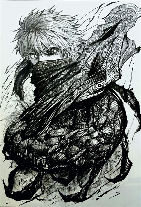 Look! Drawings! - I finished it. One Eyed King Kaneki for inktober....