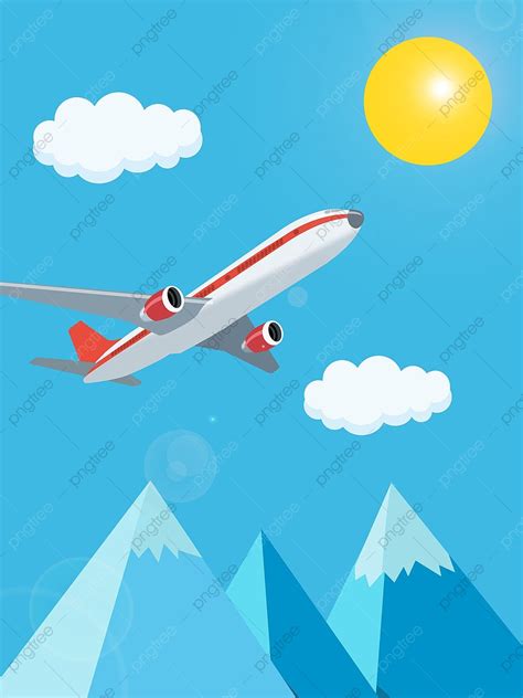 Vector Illustration Aircraft Blue Sky And White Cloud Tourism ...