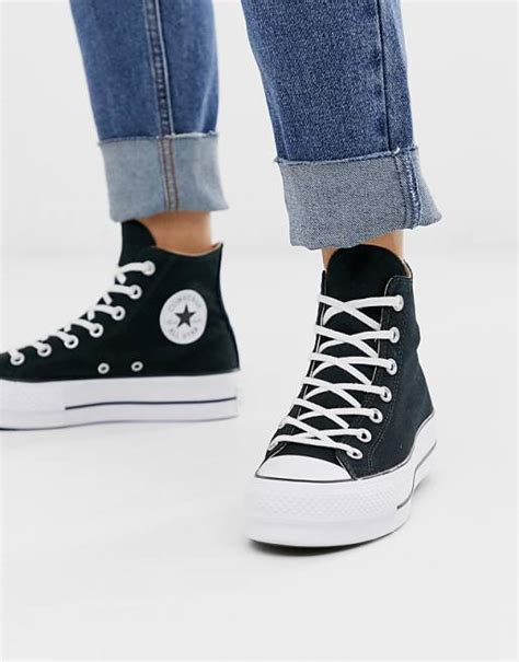 Converse Chuck Taylor All Star Hi canvas platform sneakers in black | ASOS