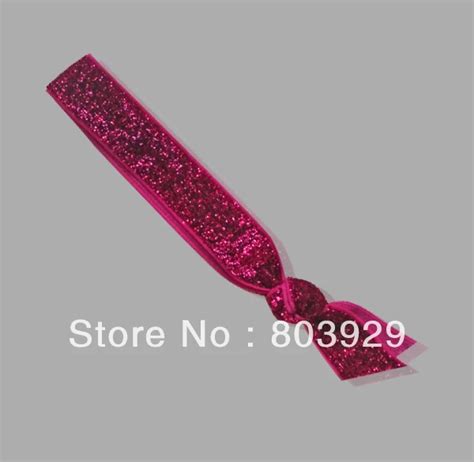 Elastic Shocking Pink Glitter Ribbon Hair Ties 5/8" Metallic Velvet Ribbon Hair Tie Women Hair ...