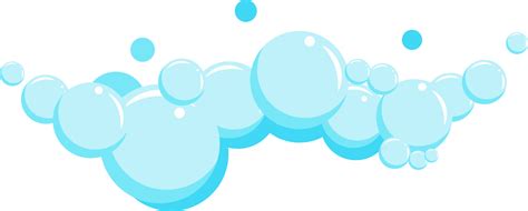 Cartoon soap foam with bubbles. Light blue suds of bath, shampoo ...