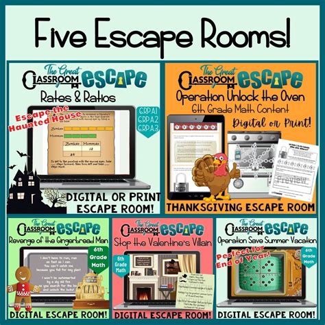 6th Grade Math Holiday & Seasonal Escape Room Bundle Standards Based ...