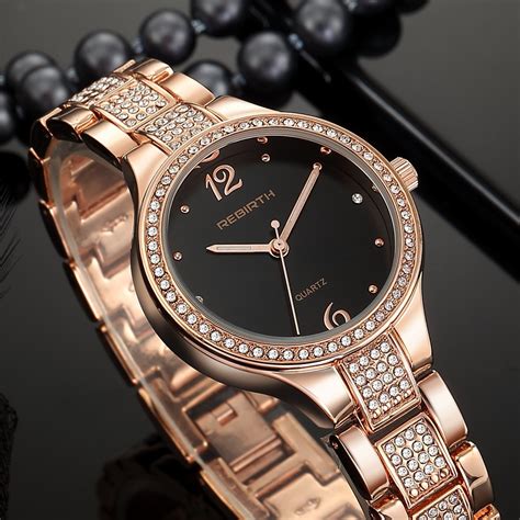 Women Dress Watch Rose Gold Stainless Steel Fashion Ladies Wristwatch ...