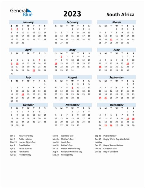 2023 Calendar With Holidays South Africa – Get Calendar 2023 Update