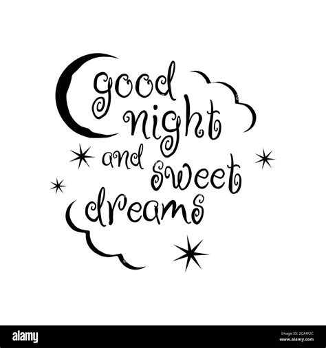 calligraphy good night and sweet dreams lettering vector isolated on ...