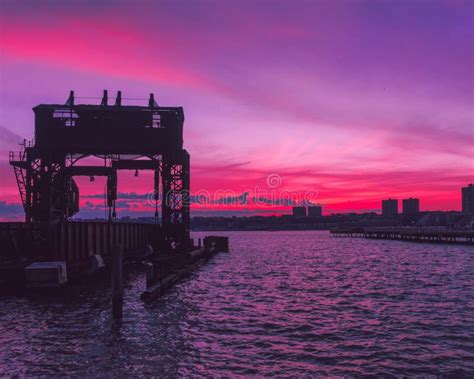 Hudson River Sunset from Riverside Park Stock Image - Image of central ...