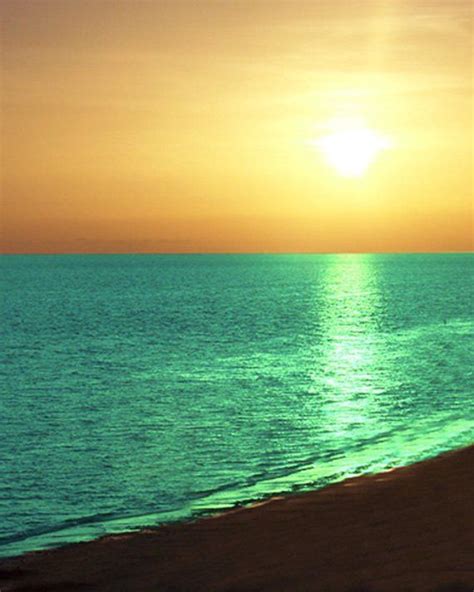 Beach Sunset Metallic Print Orange Yellow Aqua Green Blue | Etsy | Beach sunset, Beach house ...