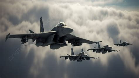 Three Fighter Jets Engage In Aerial Combat In Cloudy Sky 3d Render ...