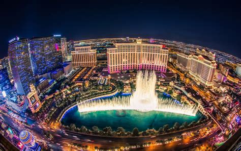 Bellagio Las Vegas, Nevada North America Usa Landscape World Building Casino City Fountain Night ...