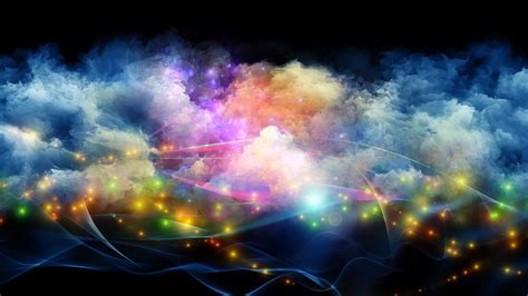 digital Art, Minimalism, Colorful, Abstract, Smoke, Galaxy, Waves, Glowing, Black Background ...